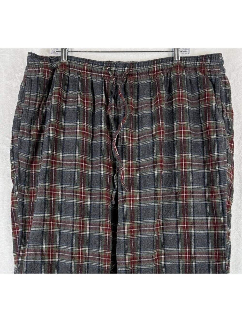 LL Bean Flannel Pajama Pants XXL Mens 30” Gray Plaid Drawstring Sleep PJ Pajamas